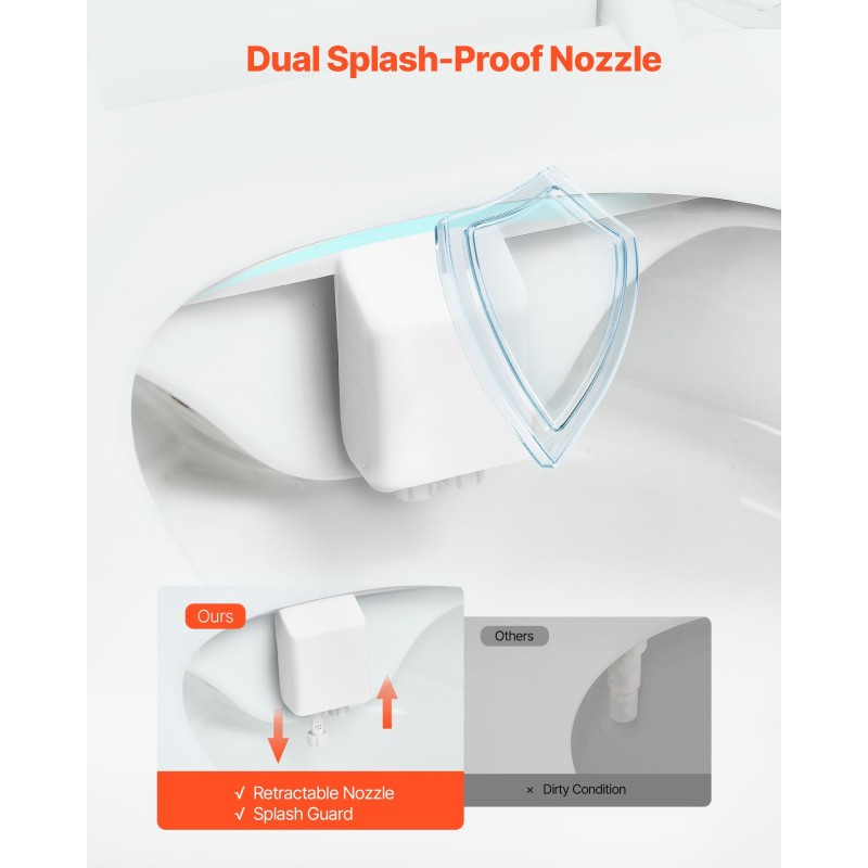 Wc-bidee-liitin ei sähköä kaksisuutinen sisäänvedettävä säädettävä vedenpaine valkoinen