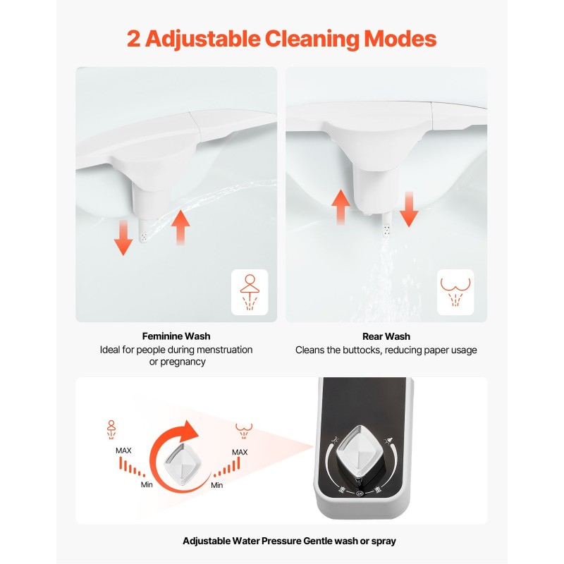Bidee-liitin wc-istuimeen ohut seitsemän millimetriä kaksi suuttinta sisäänvedettävä säädettävä vedenpaine