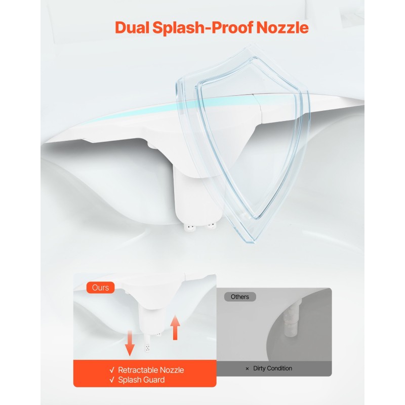 Bidee-liitin wc-istuimeen ohut seitsemän millimetriä kaksi suuttinta sisäänvedettävä säädettävä vedenpaine