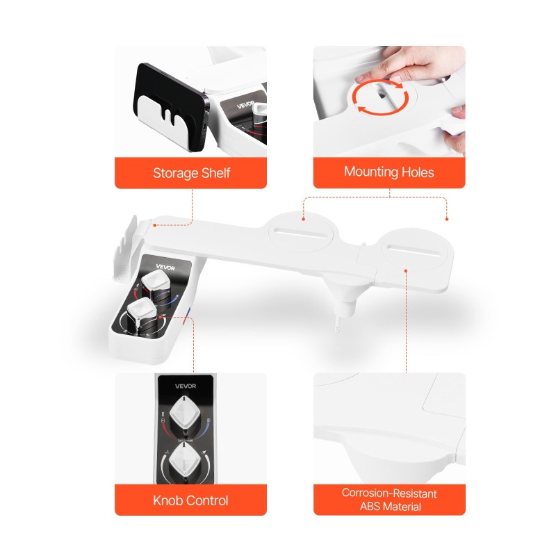 Bideelisäosa WC-istuimeen ohut 7 millimetriä profiili kaksi suutinta