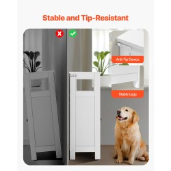 Lattialla seisova kylpyhuonekaappi 3-tasoinen valkoinen P2 MDF kaksi ovea säädettävä hylly