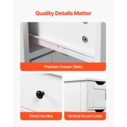 Lattialla seisova kylpyhuonekaappi MDF-levy valkoinen nelitasoinen kaksi ovea ja neljä laatikkoa