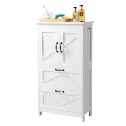 Lattiakaappi kylpyhuoneeseen 4-tasoinen P2 MDF valkoinen kahdella ovella kahdella laatikolla