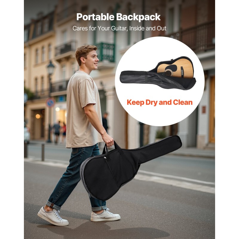 Akustinen dreadnought-kitara 39 tuumaa kuusikansi lehmusrunko ruusupuinen otelauta reppulaukku