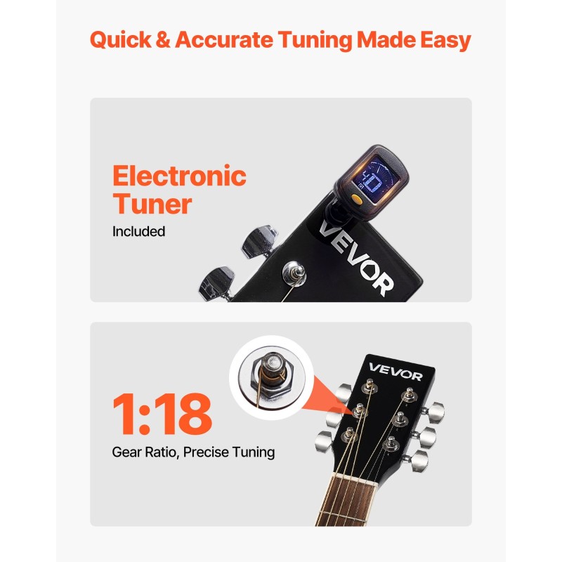 Akustinen dreadnought-tyyppinen kitara 41 tuumaa kuusikansi mahonkirunko ruusupuinen otelauta musta aikuisille aloittelijoille