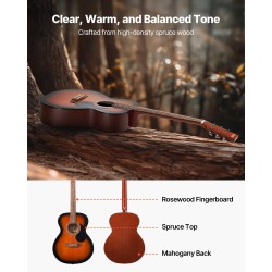 Dreadnought-akustinen kitara 40 tuumaa 1016 mm kuusikansi mahonkirunko ruusupuinen otelauta kantopussilla aloittelijoille