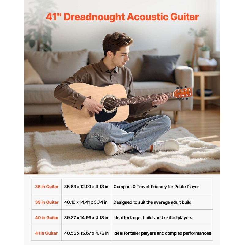 Dreadnought-mallinen akustinen kitara 41 tuumaa kuusikansi mahongin pohja ruusupuu otelauta aloittelijoille