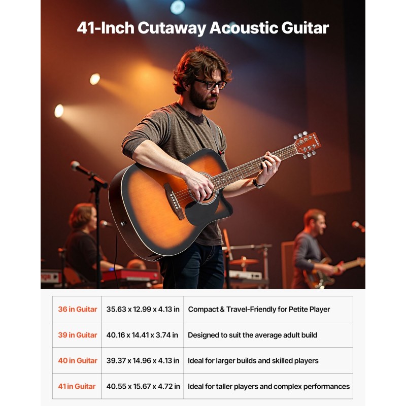 Akustinen cutaway-kitara 41-tuumainen kuusi kansi mahonki pohja ruusupuu otelauta aurinkoviimeistely kantopussi