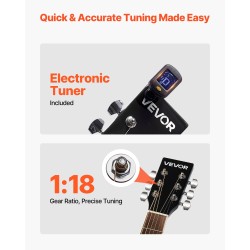 Akustinen kitara 41-tuumainen reunaleikkauksella kuusikansi mahonki pohja ruusupuu otelauta musta aloituspaketti