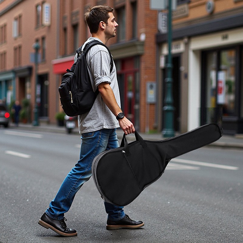 Akustinen kitara 41-tuumainen reunaleikkauksella kuusikansi mahonki pohja ruusupuu otelauta musta aloituspaketti