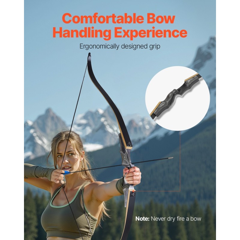 Purettava puinen vastakaarijousi oikeakätinen viisikymmentä paunaa vetovastus varustepaketti harjoitteluun metsästykseen