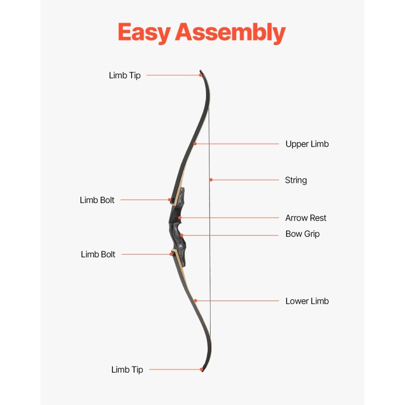 Purettava puinen vastakaarijousi oikeakätinen viisikymmentä paunaa vetovastus varustepaketti harjoitteluun metsästykseen