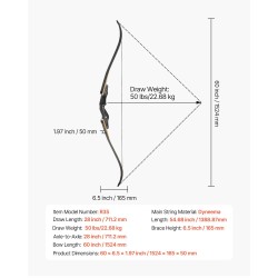 Purettava puinen vastakaarijousi oikeakätinen viisikymmentä paunaa vetovastus varustepaketti harjoitteluun metsästykseen