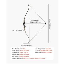 Recurve-jousi ja nuolisetti oikeakätinen täyspuinen 1524 mm 30 paunaa