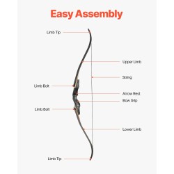 Recurve-jousipaketti massiivipuinen purettava 1524 mm 15,88 kg oikeakätinen nuolisetti