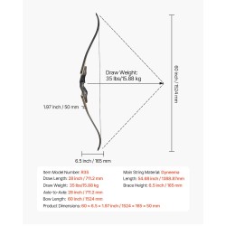 Recurve-jousipaketti massiivipuinen purettava 1524 mm 15,88 kg oikeakätinen nuolisetti