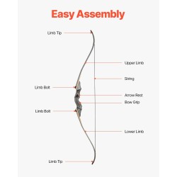 Puinen 1524 millimetriä pitkä vastakaarijousi ja nuolisetti oikeakätisille harjoitteluun