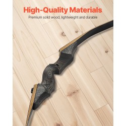 Puinen 1524 millimetriä pitkä vastakaarijousi ja nuolisetti oikeakätisille harjoitteluun