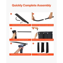 Sovitushuone kaksihenkinen musta polyesteriverho rautarunko 200 x 100 x 200 cm