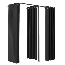 Sovitushuone kaksihenkinen musta polyesteriverho rautarunko 200 x 100 x 200 cm