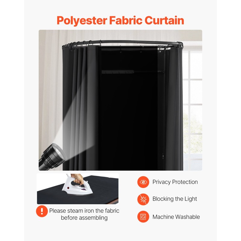 Kannettava sovitushuone paksulla polyesteriverholla rautaputkilla alumiiniputkilla yhden henkilön malli