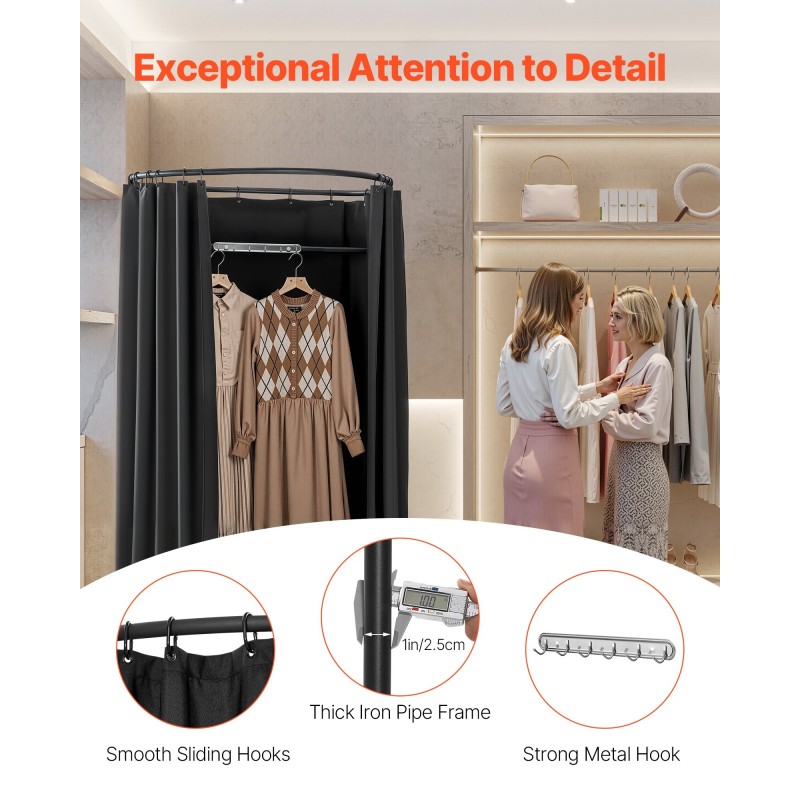 Kannettava sovitushuone paksulla polyesteriverholla rautaputkilla alumiiniputkilla yhden henkilön malli