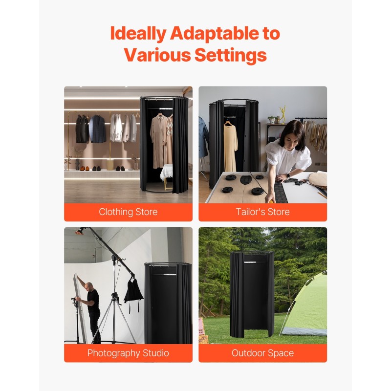 Kannettava sovitushuone paksulla polyesteriverholla rautaputkilla alumiiniputkilla yhden henkilön malli