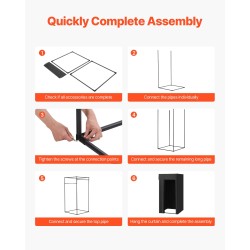 Kannettava sovitushuone yhden hengen musta polyesteriverho Q195 rautarunko 99x99x198 cm