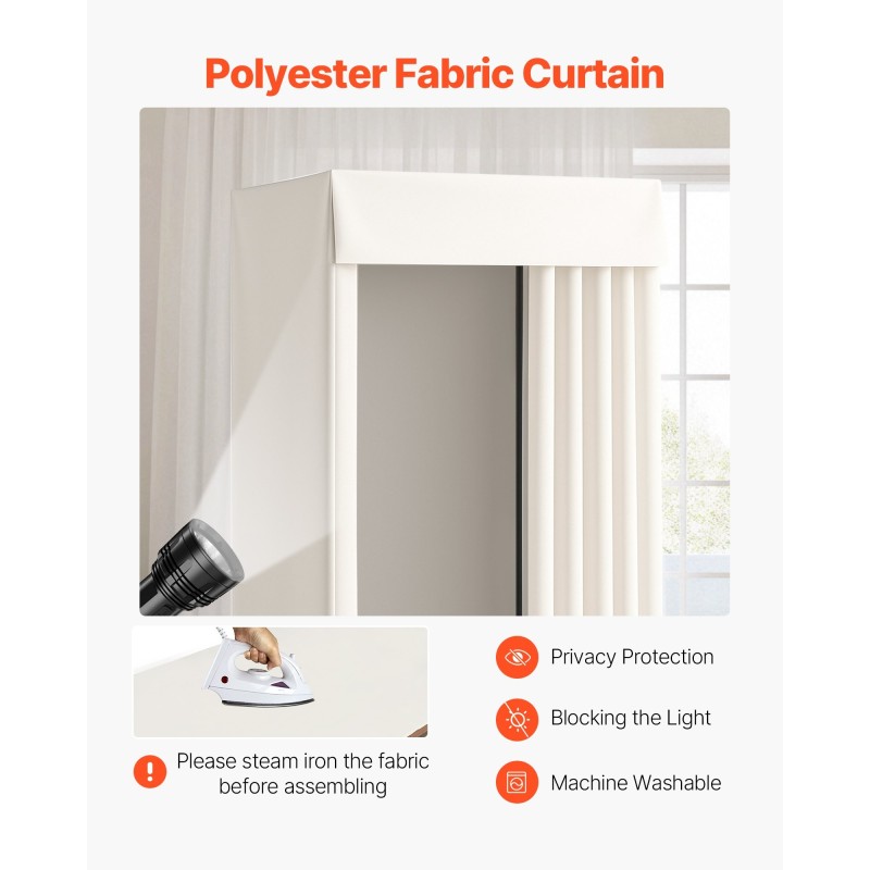 Sovitushuone yhden hengen paksut polyesteriverhot Q195 teräsrunko pyörillä