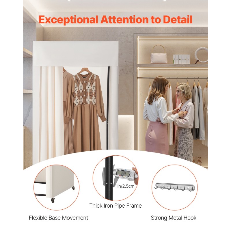 Sovitushuone yhden hengen paksut polyesteriverhot Q195 teräsrunko pyörillä