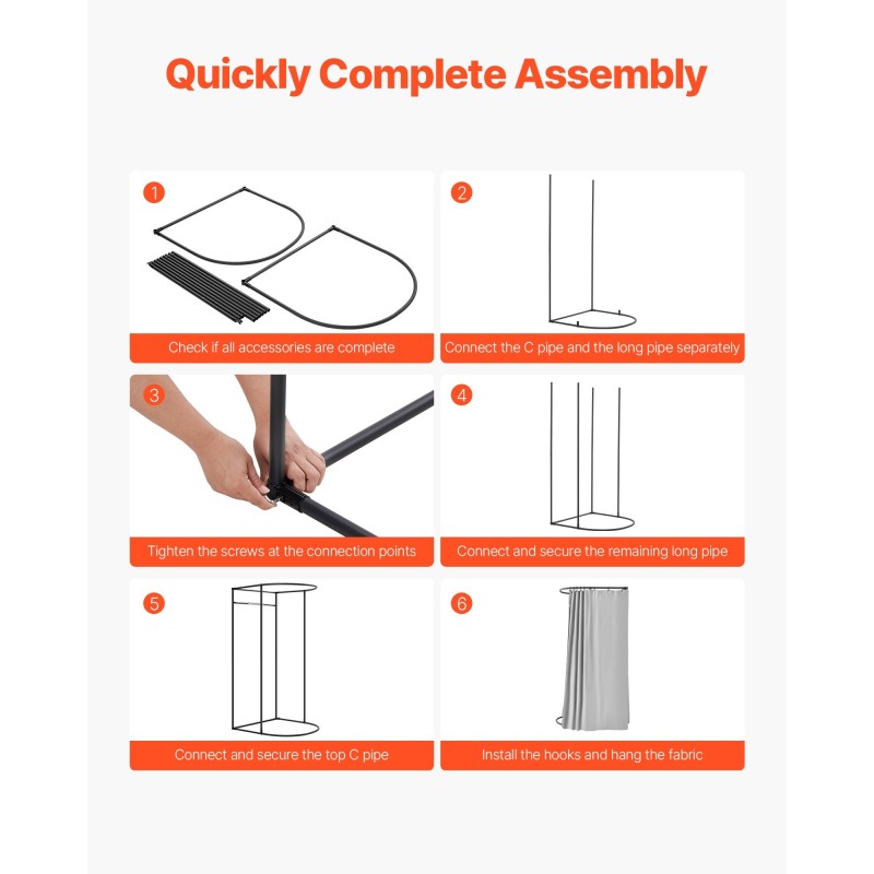 Sovitustila yhden hengen puolipyöreä polyesteriverholla ja metallirungolla