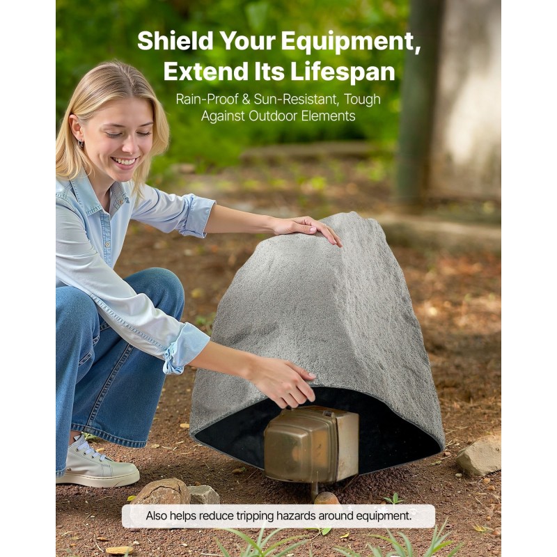 Keinotekoinen polyeteenimuovinen kivikansi keskikokoinen harmaa maapiikeillä kaivonkansien peittämiseen