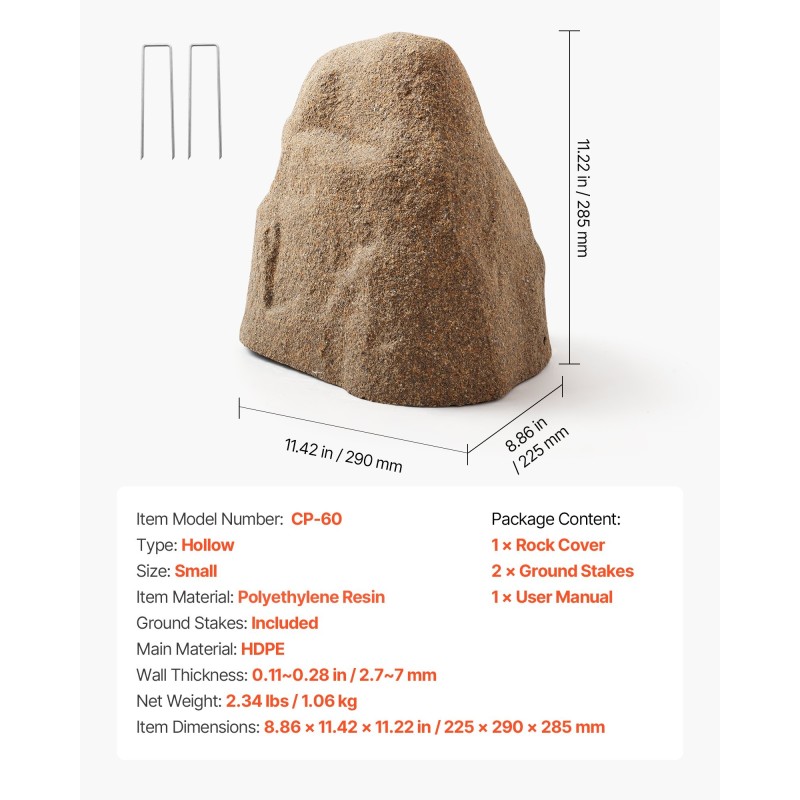 Keinotekoinen polyeteenihartsinen kivikupu pieni kaivonkansien peittämiseen hiekanruskea maakiilat mukana