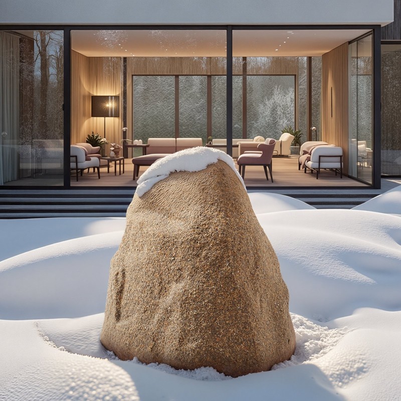 Keinotekoinen polyeteenihartsinen kivikupu pieni kaivonkansien peittämiseen hiekanruskea maakiilat mukana