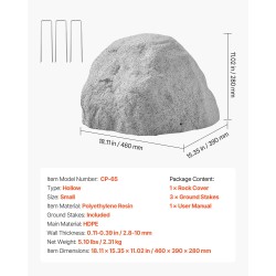 Keinotekoinen polyeteenikivikansi koko S 460 x 390 x 280 mm