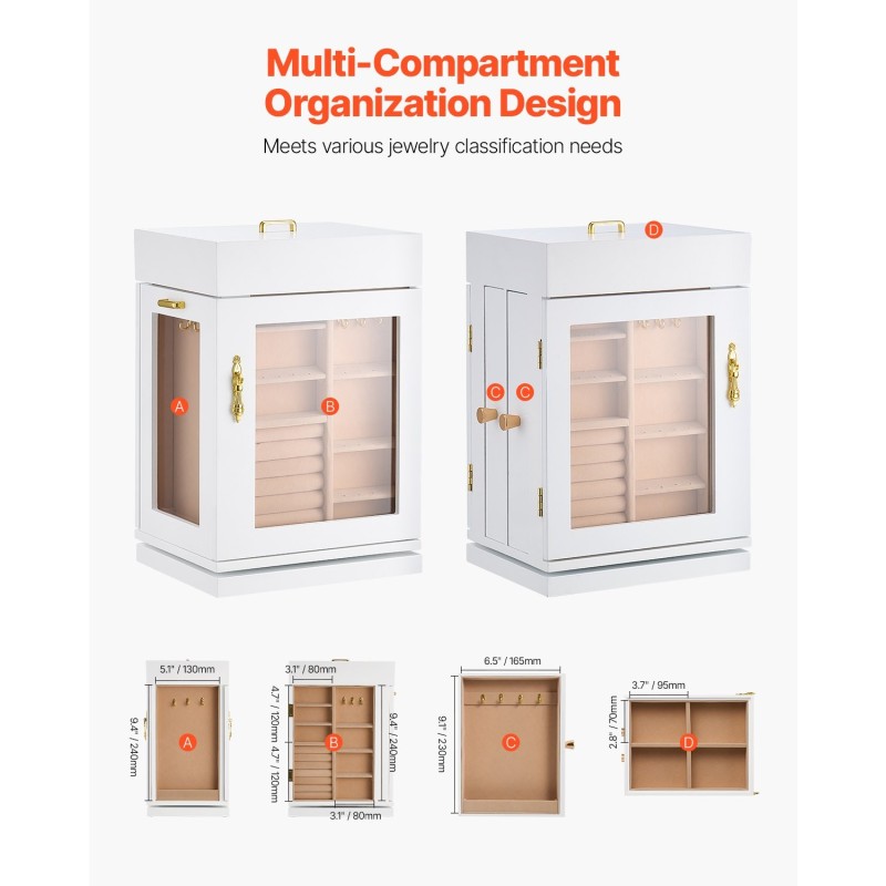 Korurasia 360 asteen pyörivä valkoinen MDF-runko PU-nahka flanellivuori magneettinen ovi