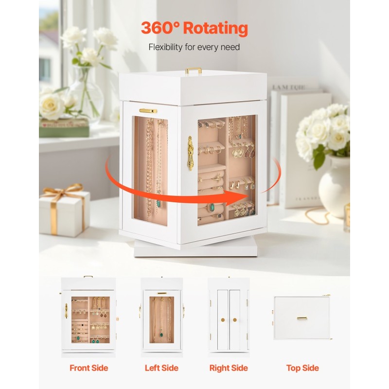 Korurasia 360 asteen pyörivä valkoinen MDF-runko PU-nahka flanellivuori magneettinen ovi