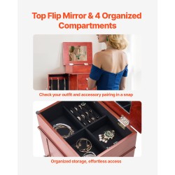 Vapaasti seisova korukaappi MDF-runko puunsävyinen 3 laatikkoa 4 lokeroa 6 koukkua