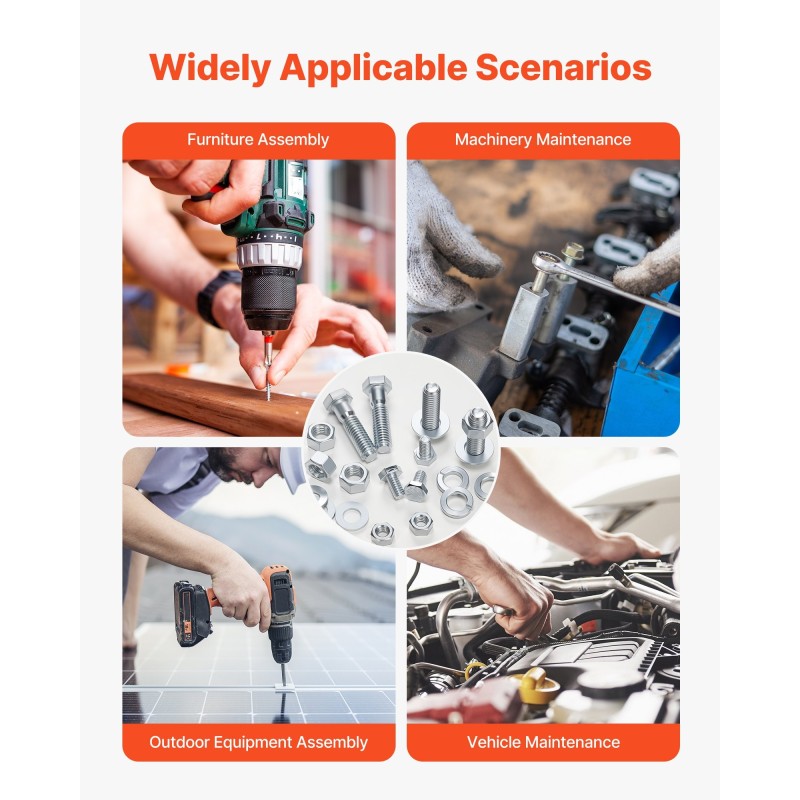 Pultti ja mutterilajitelma 566 osaa seosterästä tuumakokoisilla kierteillä