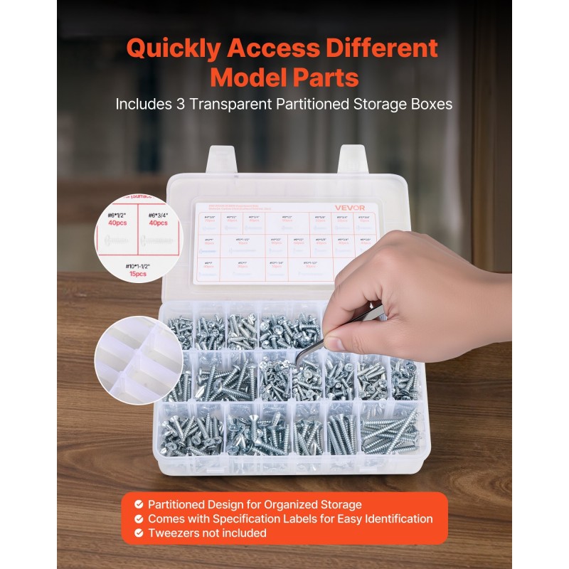 Pultti- ja mutterilajitelma 2250 osaa metriset ja tuumaiset seosteräksiset sinkityt säilytyslaatikoilla