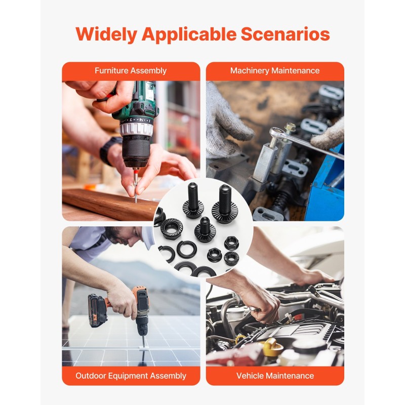 Pultti- ja mutterilajitelma seosteräksestä 280 osaa M6, M8 ja M10 läpinäkyvä säilytyslaatikko