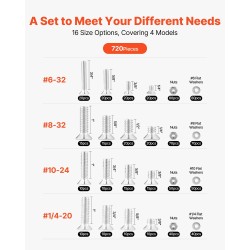 Pultti- ja mutterilajitelma 720 osaa ruostumatonta terästä säilytyslaatikolla