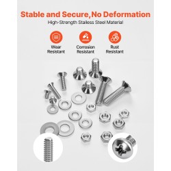 Pultti- ja mutterilajitelma 720 osaa ruostumatonta terästä säilytyslaatikolla