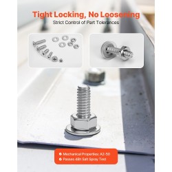 Pultti- ja mutterilajitelma 720 osaa ruostumatonta terästä säilytyslaatikolla