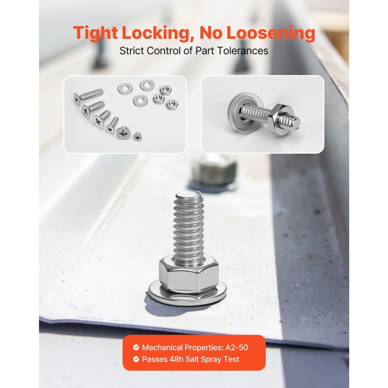 Pultti- ja mutterilajitelma 720 osaa ruostumatonta terästä säilytyslaatikolla