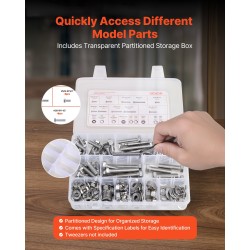 Pultti- ja mutterilajitelma 246 osaa ruostumattomasta teräksestä säilytyslaatikolla