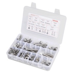 Pultti- ja mutterilajitelma 246 osaa ruostumattomasta teräksestä säilytyslaatikolla