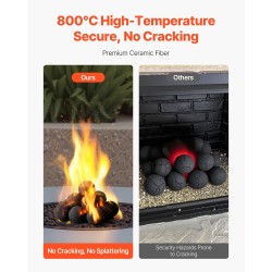 Keraamiset tulipallot keraamisesta kuidusta 76 mm 15 kpl musta sisä- ja ulkokäyttö