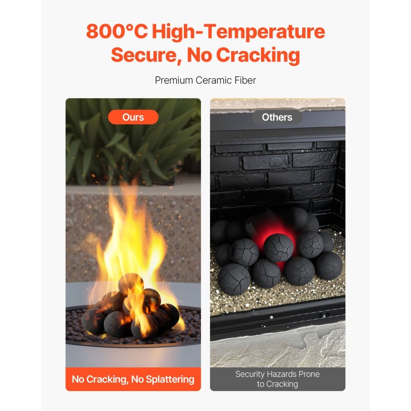 Keraamiset tulipallot keraamisesta kuidusta 76 mm 15 kpl musta sisä- ja ulkokäyttö