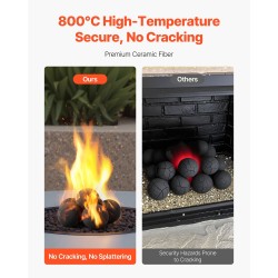 Keraamiset tulipallot 6 kpl keraamisesta kuidusta 125 mm musta sisä ja ulkokäyttöön